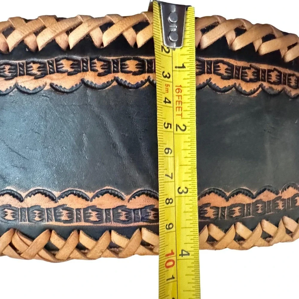 Vintage HandTooled‎ Leather Crossbody Mexico Aztec Mayan Calendar Boho Preloved